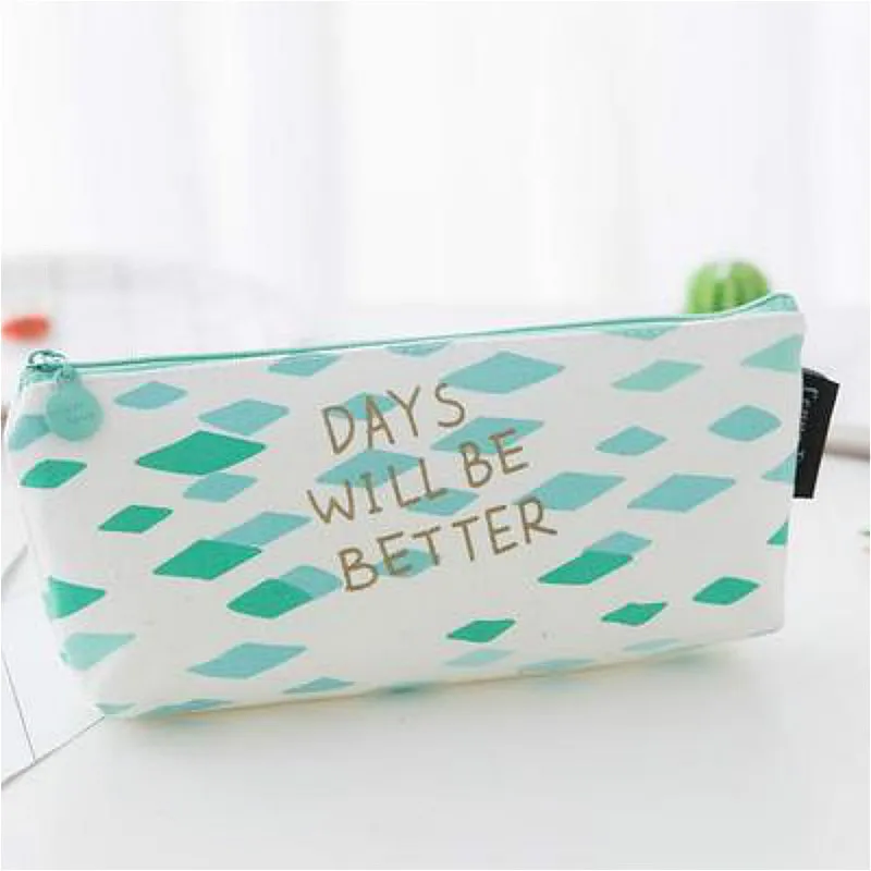 1 шт./продажа в сдержанном стиле кавайный чехол для карандаша мятный зеленый ромб