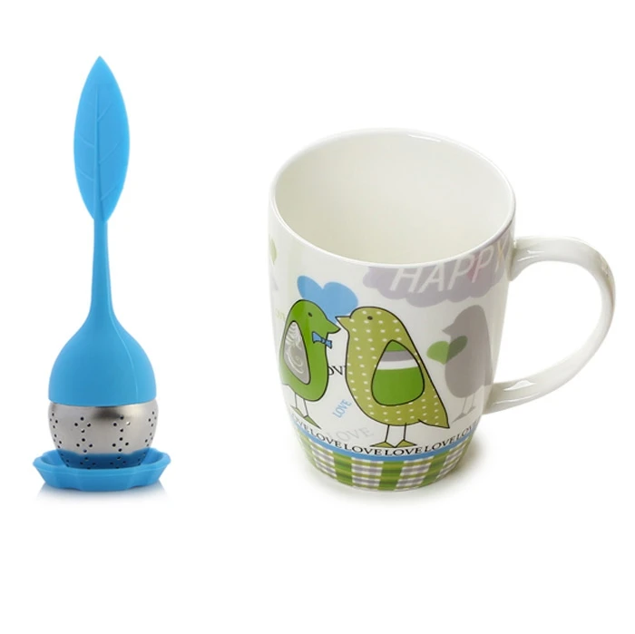 Силиконовая ручка листовой чай заварки стальной шаровой фильтр с капельным