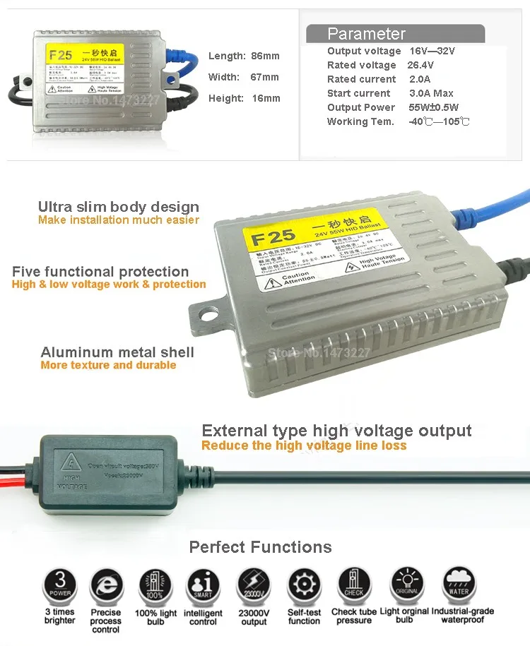 CNSUNNY светильник переменного тока 55W 24V комплект ксеноновых фар, Высокопрочная конструкция для грузовика светильник прицеп H7 H11 H1 H3 H8 H9 H10 9005 9006 6000K 8000K HID ксеноновый светильник