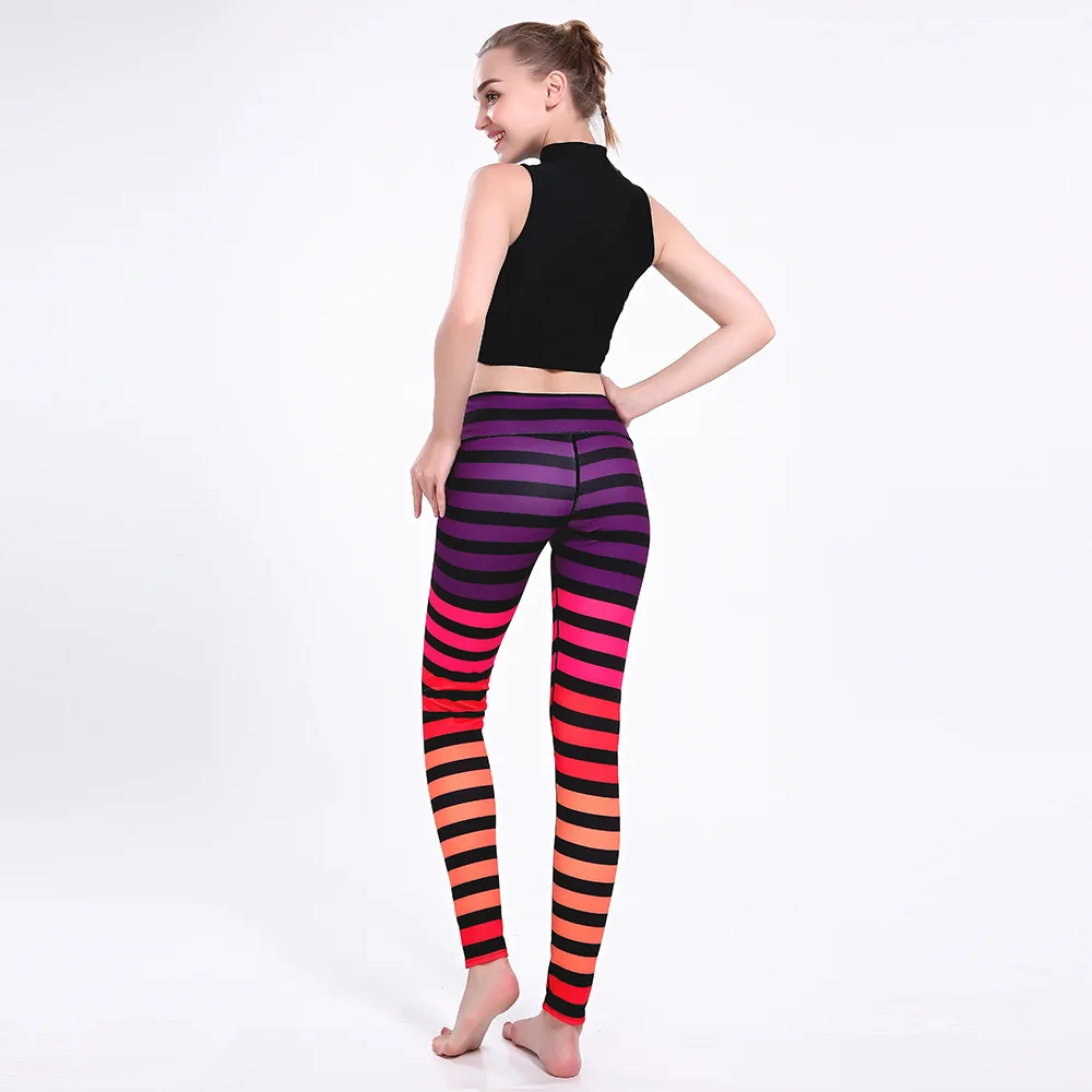 2017 многоцветные полосатые женские леггинсы с принтом геометрических фигур