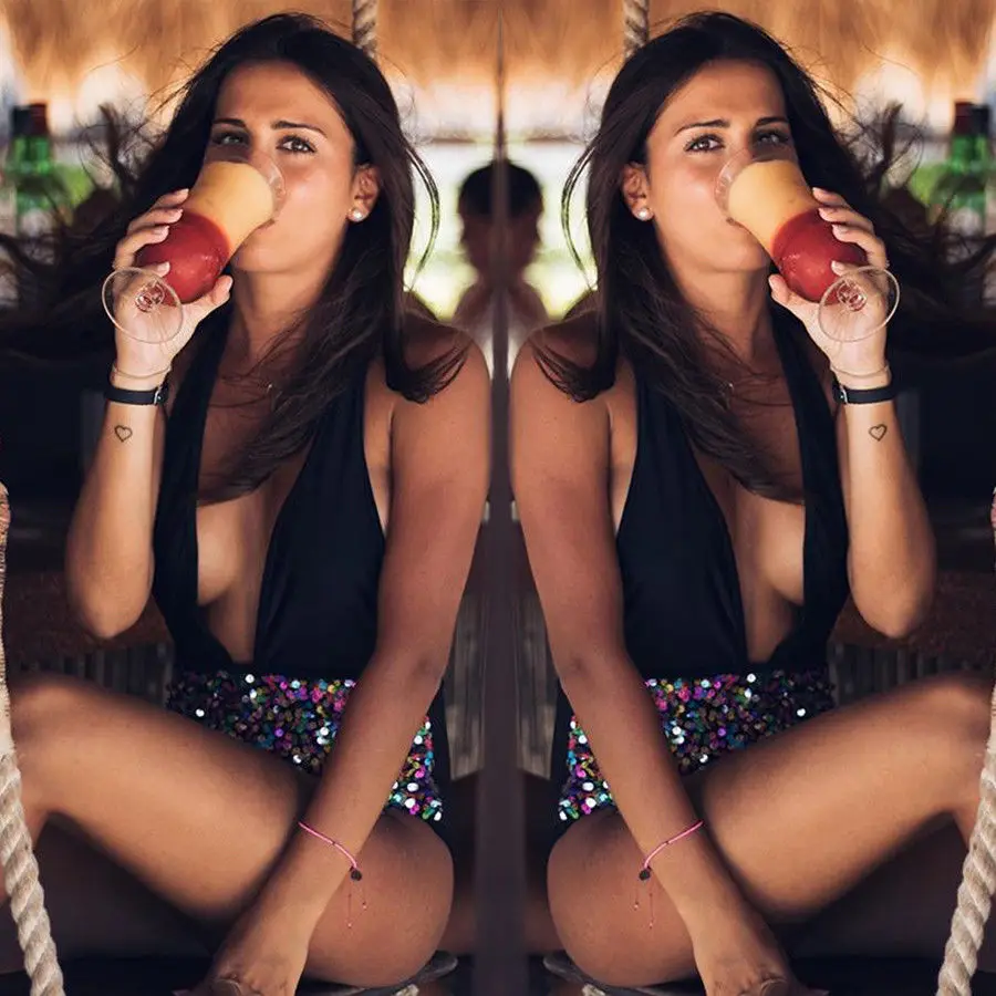 Цельный купальник с блестками сексуальный женский глубоким V-образным вырезом