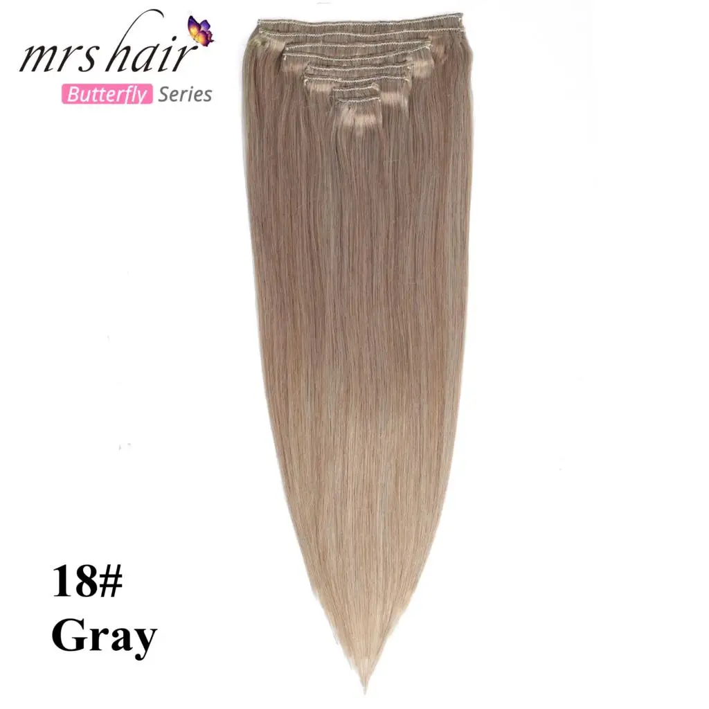 #18 MRS HAIR, Омбре, человеческие волосы для наращивания на заколках, волосы для наращивания, блонд, натуральные волосы remy на заколках, прямые волосы на заколках - Цвет: #18