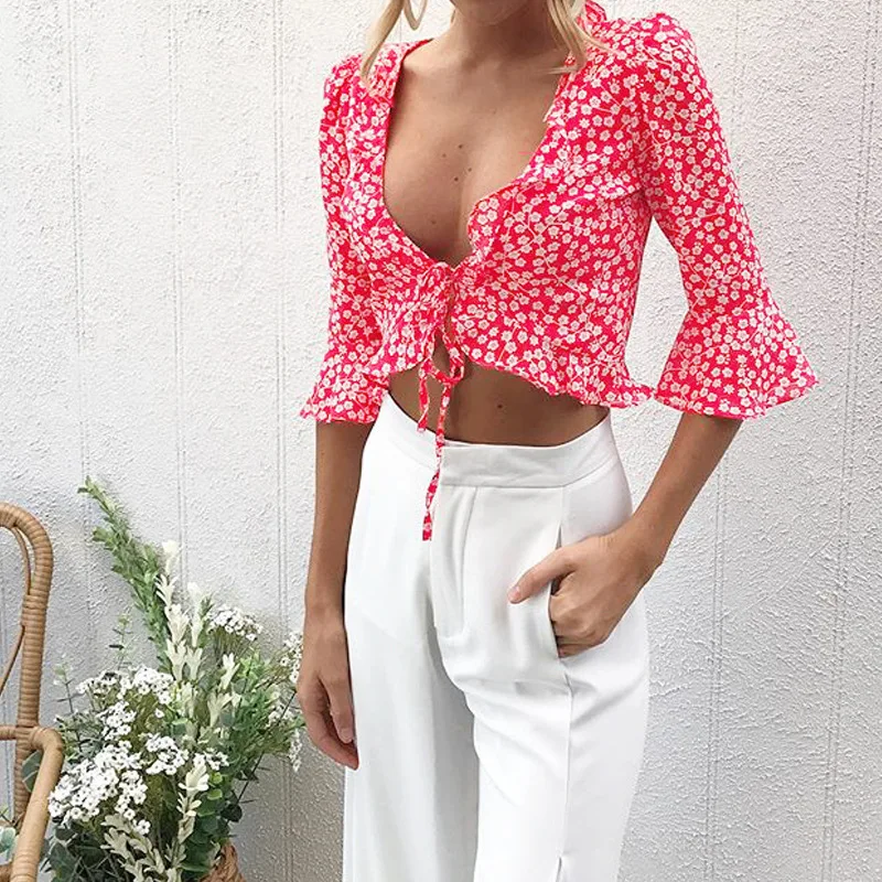 Женская футболка на шнуровке с v образным вырезом и короткими рукавами в