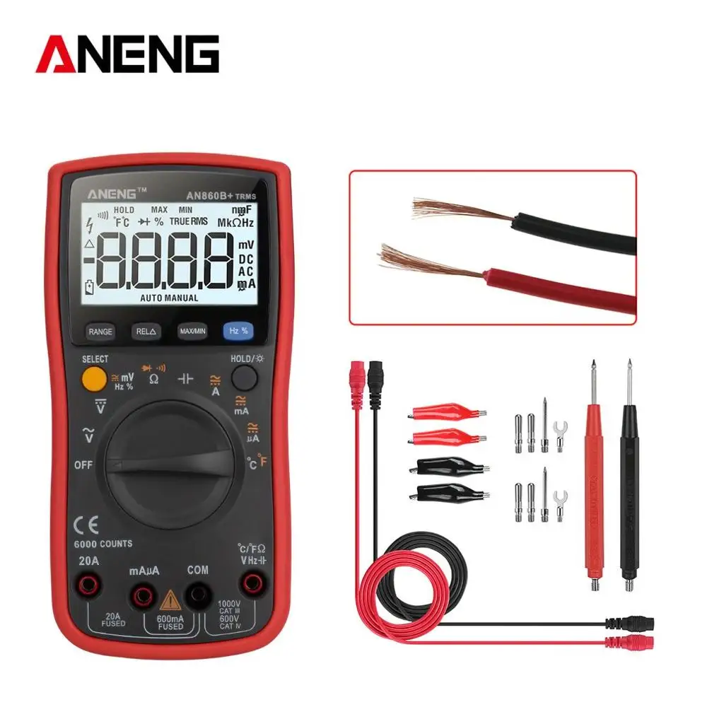 ANENG AN860B+ 6000 отсчетов Цифровой мультиметр esr метр тестеры автомобильные электрические dmm Транзистор тестер пиковый резистор метр