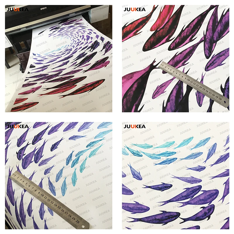 Современные северных фиолетовый косяки рыбы Печать холст живопись Домашний