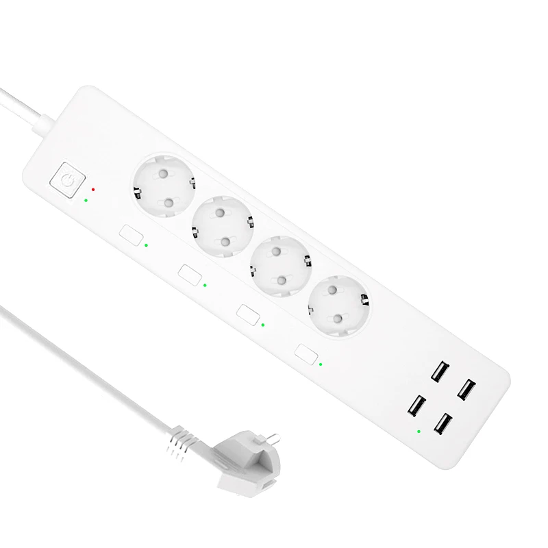 Белый WiFi Smart power Strip стабилизатор напряжения с 4 умные розетки 4 usb-порта удлинитель кабеля питания, работа с Alexa и Google Assistant - Цвет: Белый