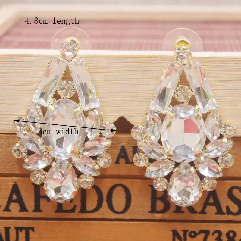 Zerong Multi rhinestone dangling earring gold crystal stone earring silver shiny women earring wedding /party deoration earring