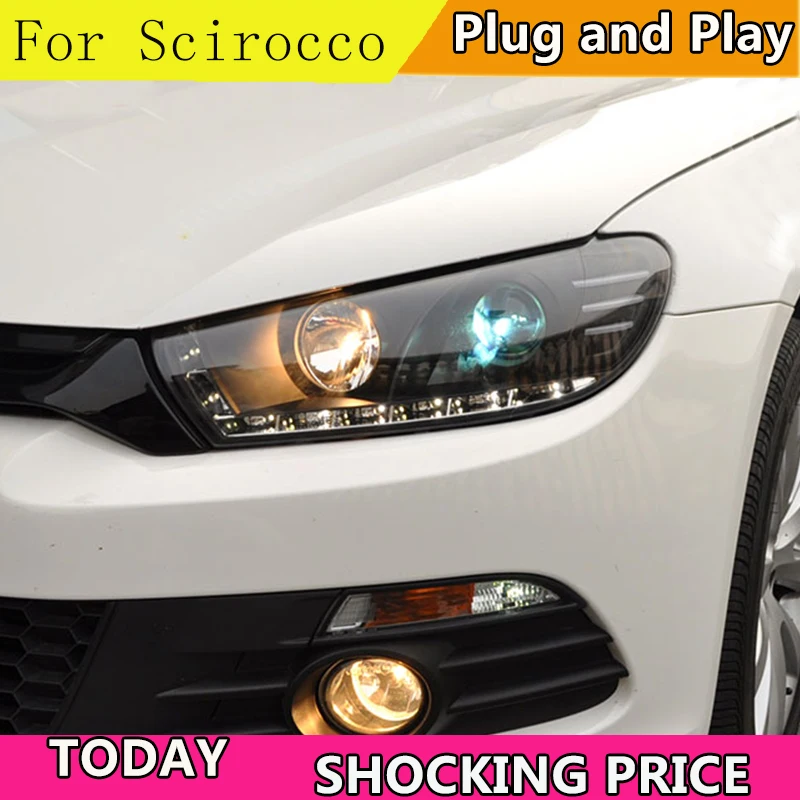 Doxa автомобильный Стайлинг для VW Scirocco фары R светодиодный ные DRL линзы двойной луч