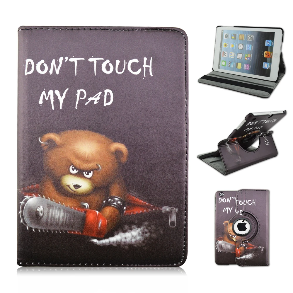

PU Leather PC Material 360 Degrees Rotating Cover Case Bear Do Not Touch My Pad Pattern for iPad Air 10.5 2019 Pro 10.5 2017