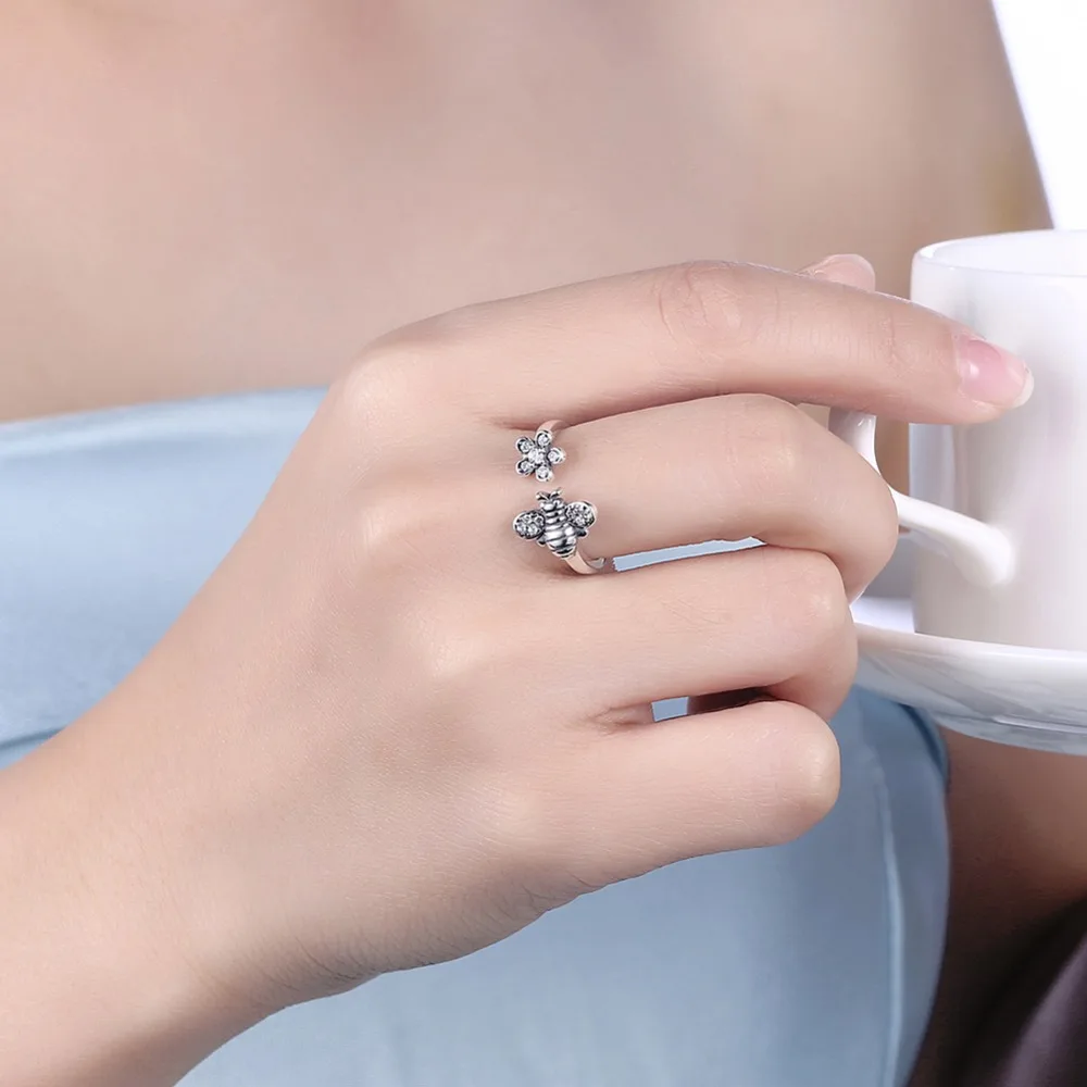 100% 925 Sterling Silver Jewelry Rings For Women Decorating Bee Classic Adjustable Style Prevent allergy (Lam Hub Fong) | Украшения и
