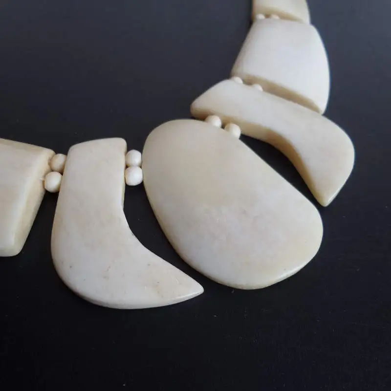 TNL380 Tibetan Necklace Beige Yak Bone Multi Charms Chorke Neckalces | Украшения и аксессуары