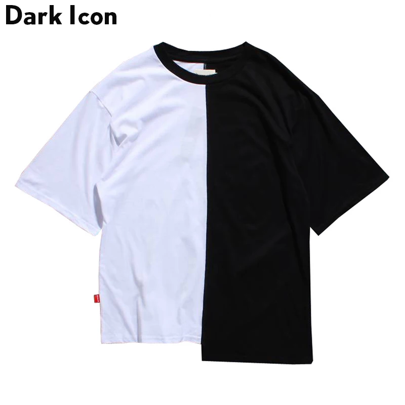Мужская футболка в стиле хип хоп DARK ICON летняя уличная с асимметричным подолом и