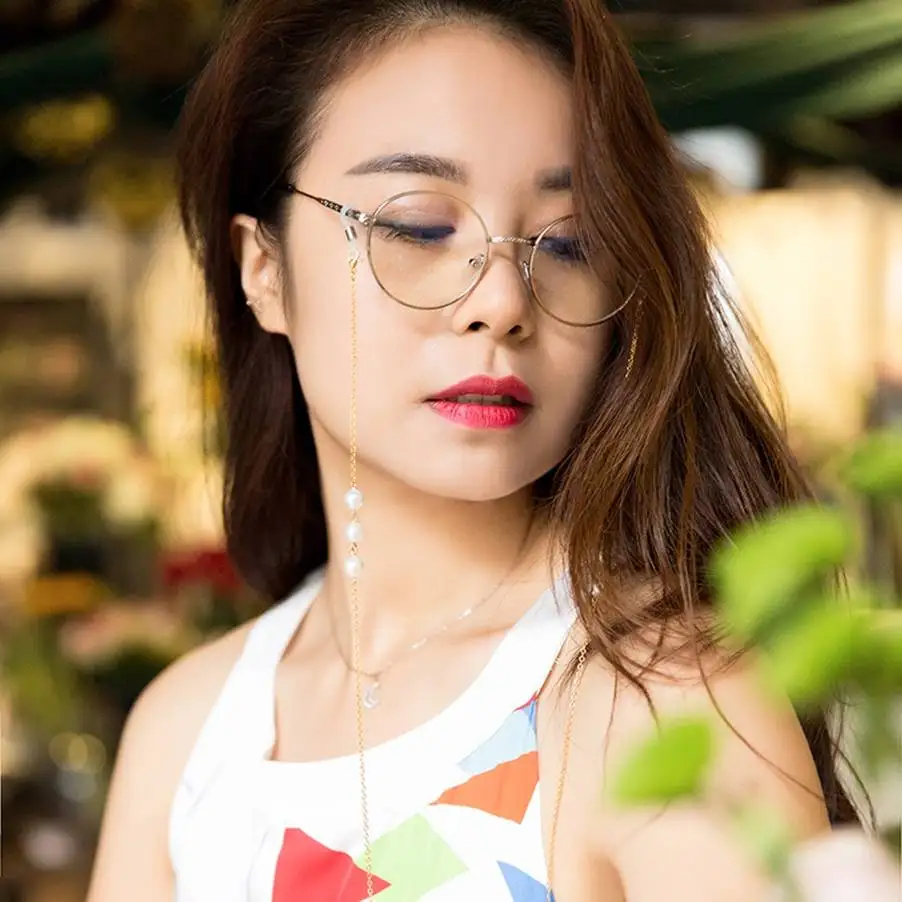 Золотая противоскользящая стеклянная цепочка для глаз шнурок Женские