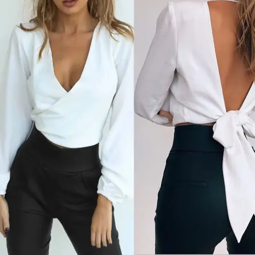 Модная женская Свободная блузка с длинным рукавом Летняя Повседневная рубашка