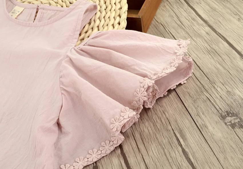 Блузка для девочек хлопковая белая летняя с кружевом 2017 | Мать и ребенок