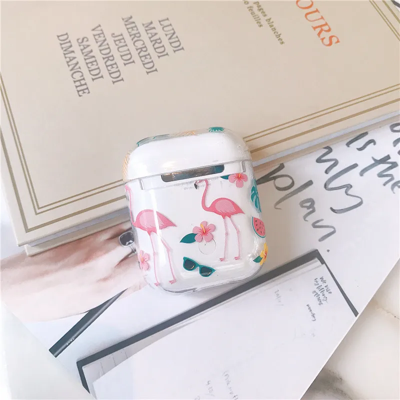 Милый чехол с изображением фламинго, фруктов и цветов для Apple Airpods, защитный чехол, Bluetooth, беспроводной чехол для наушников, чехол для зарядки