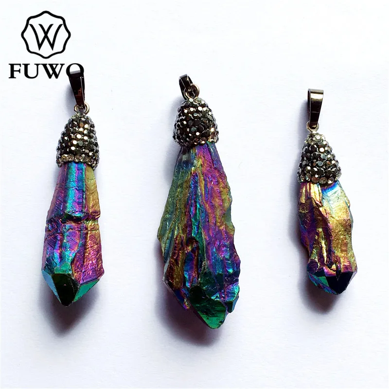 FUWO модный титановый кварцевый кулон Aura с кристаллом выложенный натуральный