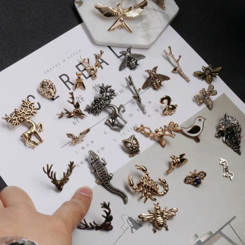 Винтажная металлическая заколка в виде насекомого животного птицы банта для