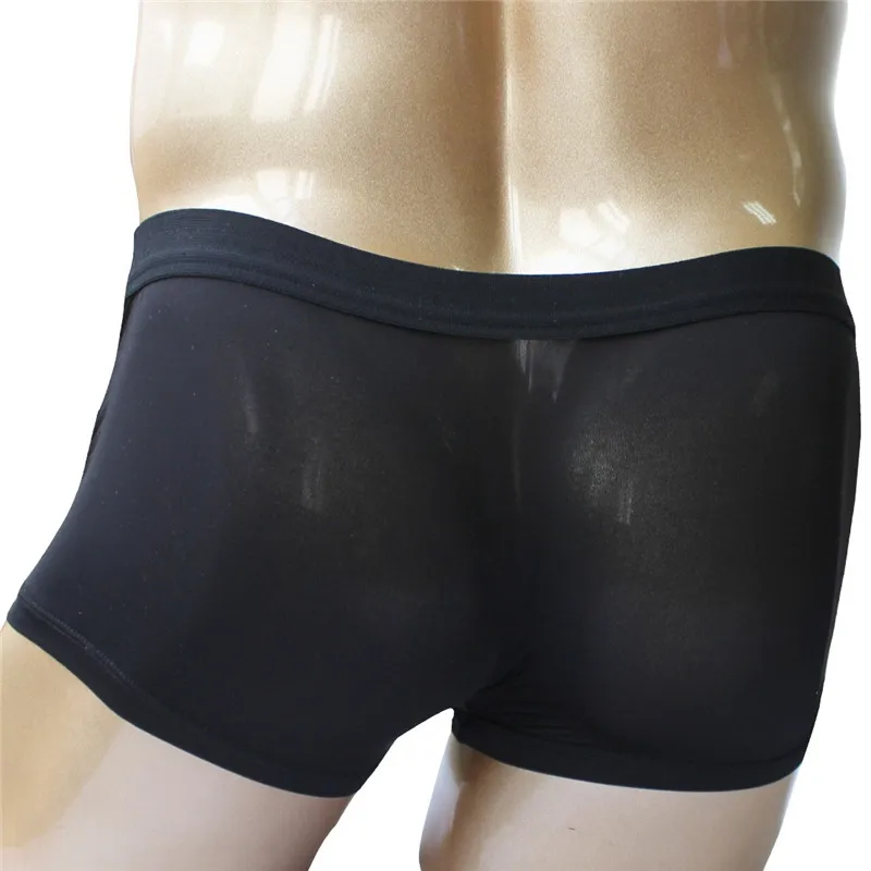 Трусы-боксеры мужские эластичные с открытым пенисом пикантное нижнее белье для
