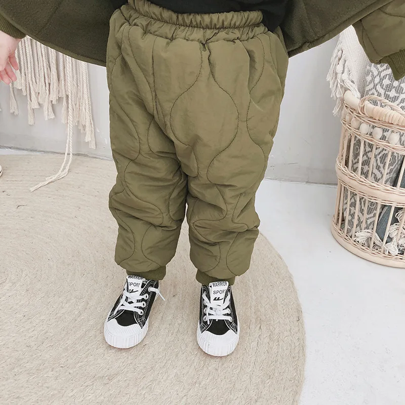 Зимние новые детские штаны теплые бархатные для мальчиков и девочек зимняя