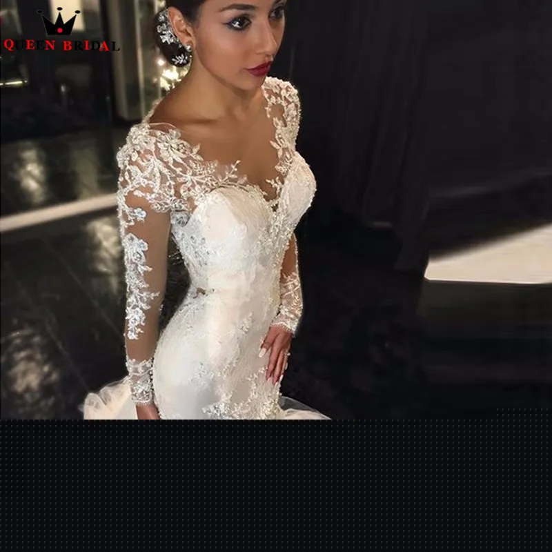 Платье с длинным рукавом кружевное винтажное формальное длинное WD14|wedding gowns|sleeved