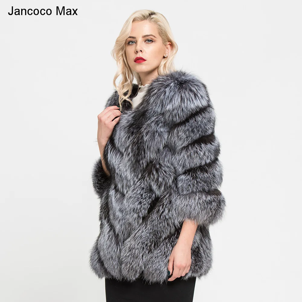Jancoco Max Lady модное зимнее теплое длинное пальто из натурального Лисьего меха, женская верхняя одежда из натурального меха, Новое поступление S7152