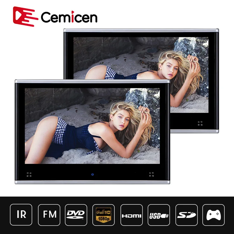 Монитор Автомобильный Cemicen с сенсорным экраном 10 1 дюйма 2 шт. DVD MP5 USB / SD HDMI IR FM |