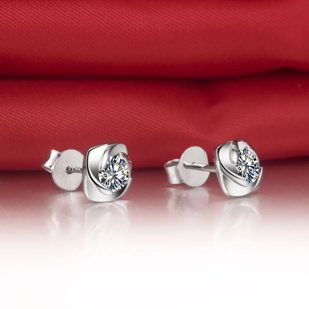 0.3Ct/шт отличные свадебные серьги в форме цветка из стерлингового серебра 925 пробы