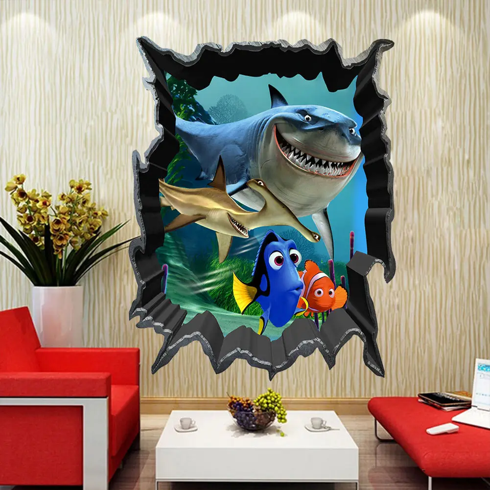 Мультяшная фурнитура Немо морская рыба 3D художественные настенные наклейки