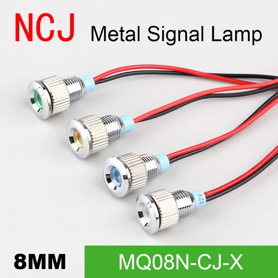 NCJ 8 светодиодный Металл LED пилот панель тире сигнала индикатор предупреждения
