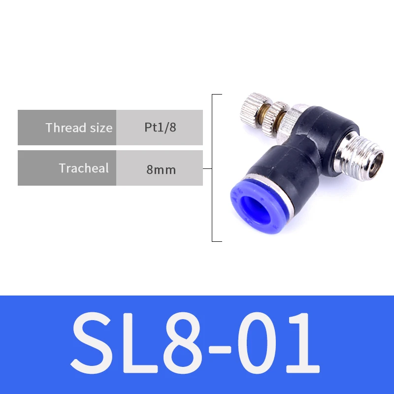 SL8-01 1 шт. газовый ограничительный клапан для воздушного потока Быстрый фитинг SL 4 мм 6 мм 8 мм 10 мм 12 мм шланг для воздушного фитинга 1/" 1/8" 3/" 1/2" BSPT контроллер - Цвет: SL8-01