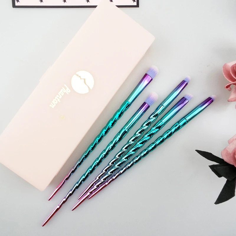 5 шт. Профессиональные Тени для век губ Единорог макияж кисти комплект Градиент спиральная нить Pincel Maquiagem Maquillaje с коробкой