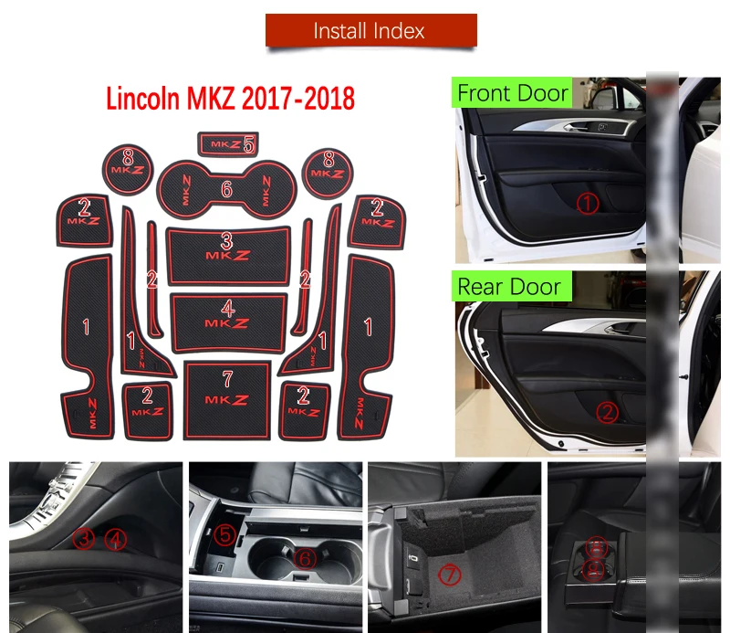 Противоскользящие резиновые коврики подставка для ворот коврик чашки Lincoln MKZ 2017