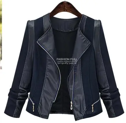 Autumn Winter Fashion Warm Pu Coats Long Sleeve Was Thin Black Faux Leather Jacket Plus Size Women Clothing Xl-5xl - Color: black