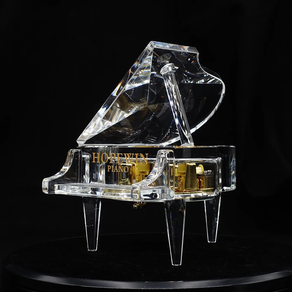 Высокое качество Прозрачный k9 кристалл пианино музыкальная шкатулка модель