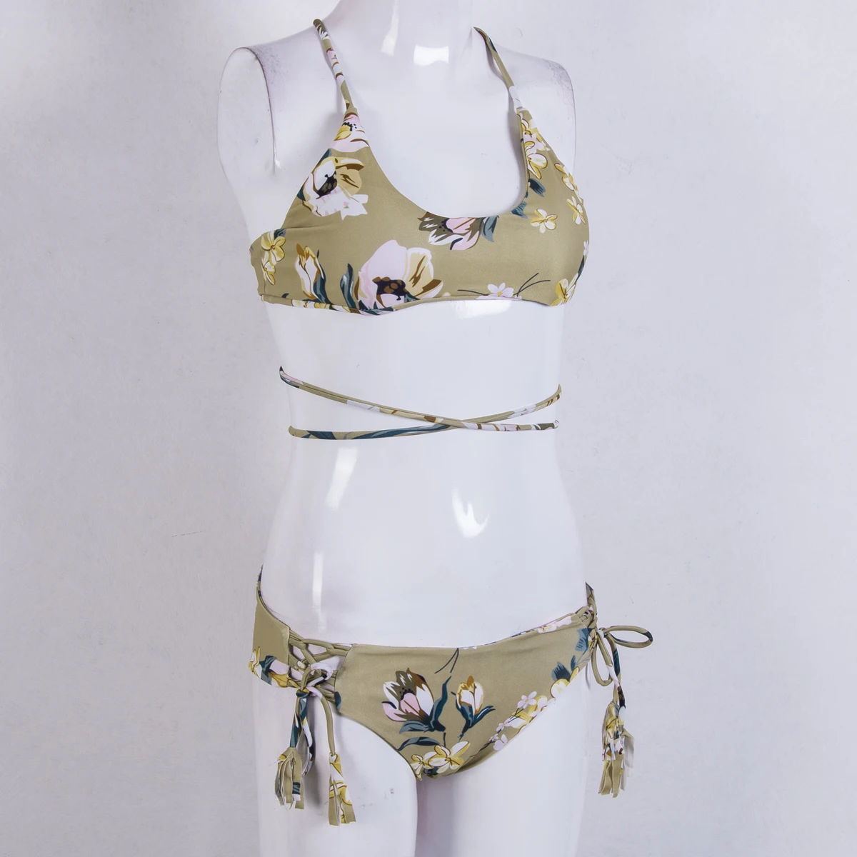 2020 Новый женский комплект бикини с принтом бандаж пуш ап мягкий низкой талией