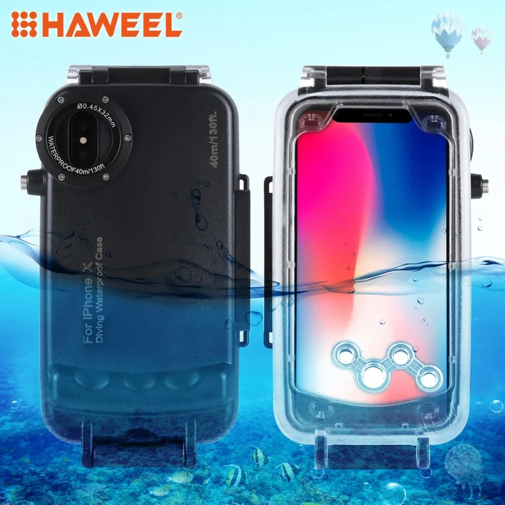 

HAWEEL Diving Housing For iPhone XS 7/8 7/8plus Case 40M/130FT Waterproof Photo Underwater Cover Case For iPhone X XS