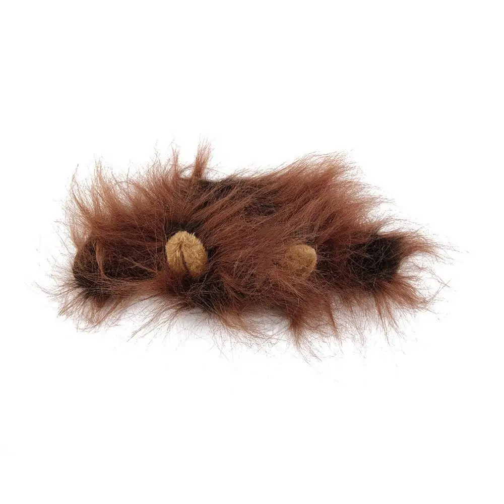 dark brown Кошка Собака эмуляция Лев волосы грива уши шапка осень зима наряжаться в костюм глушитель шарф - Цвет: dark brown