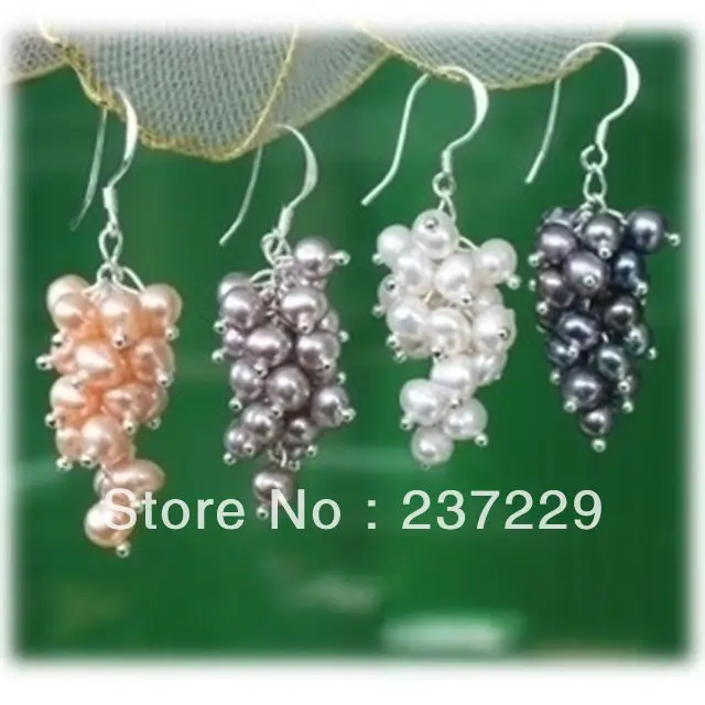 Оптовая цена Бесплатная доставка оптовая продажа 4 пары сережек из пресноводного