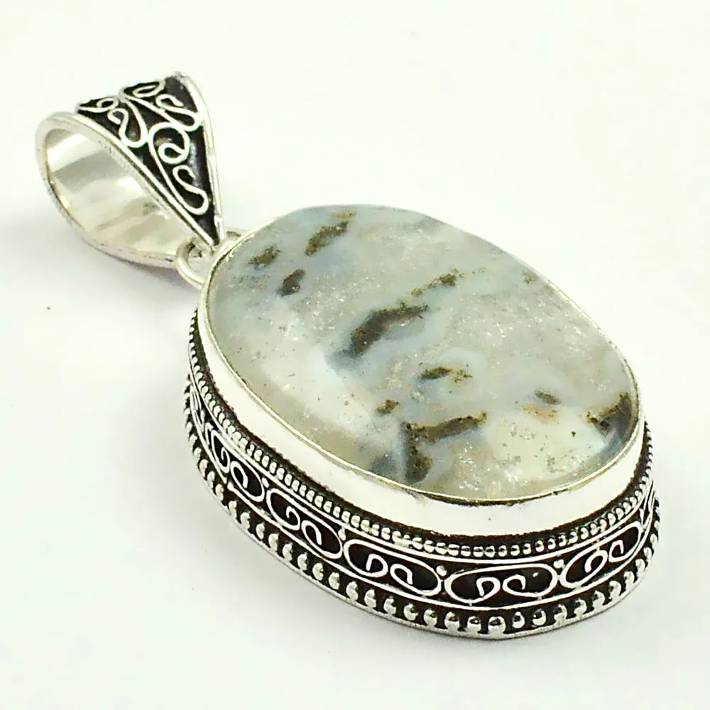 Moss Agates     Pendant   Silver Overlay over Copper , 55 mm, P4788