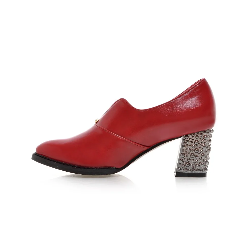 Женские модельные туфли на высоком каблуке цвет красный черный синий модные