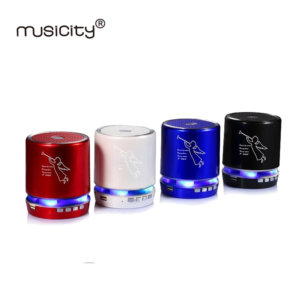 Musicity Беспроводной Портативный Бумбокс светодиодный мини Bluetooth Динамик с FM радио