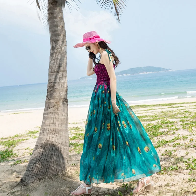 Бесплатная доставка 2017 летнее женское модное платье богемное без бретелек