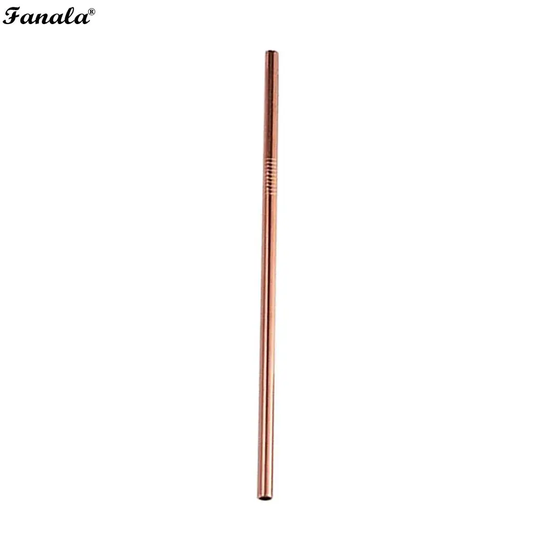 rose gold straight Прямая изогнутая соломинка из нержавеющей стали, металлическая Питьевая солома, перемешивание окружающей среды, перерабатываемая, модная семейная столовая, ресторанная штанга - Цвет: rose gold straight