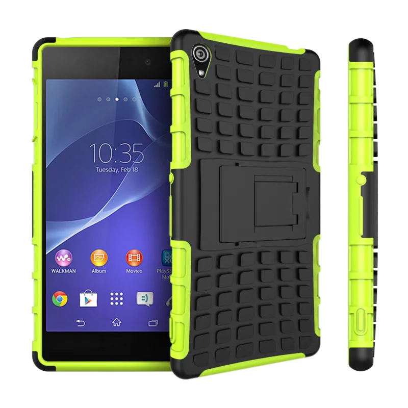 For Sony Xperia Z2 Z3 compact Z4 Z5 Premium Case Rugged Rubber Armor PC+TPU With Stand Function |