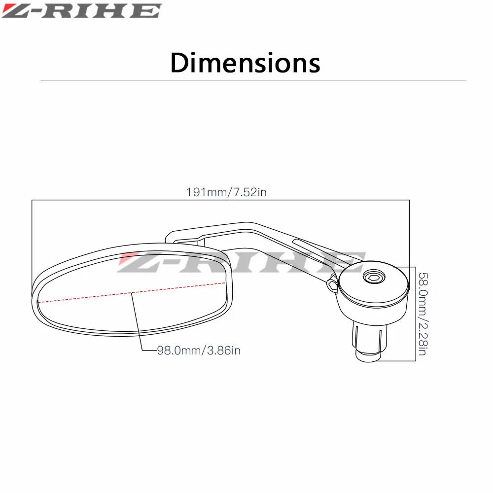 Для yamaha YZF R125 R15 R25 r 125 15 25 mt 07 MT 09 FZ07 7/8 &quot22 мм Зеркало для мотоцикла Moto зеркало