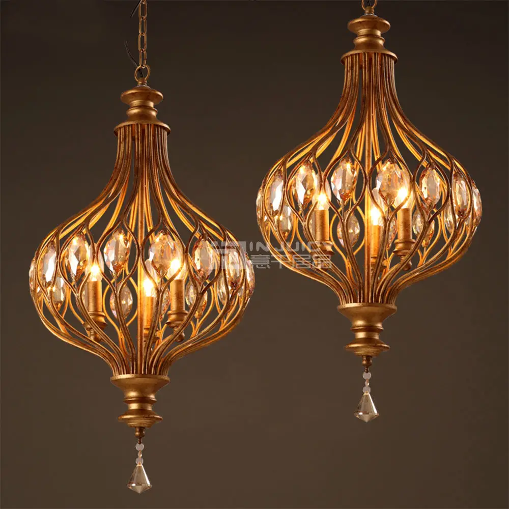 Хрустальный винтажный Бронзовый светильник K9 для кафе железа ресторана