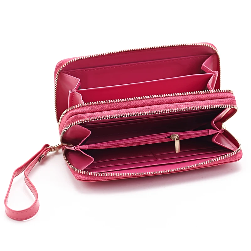 Женские кошельки из воловьей кожи на двойной молнии клатчи каждый день стеганая