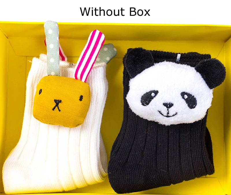 without box 3 BalleenShiny/2 пары носков с объемными рисунками животных модные милые хлопковые носки для маленьких мальчиков и девочек; детские носки в подарочной коробке; сезон осень-зима - Цвет: without box 3