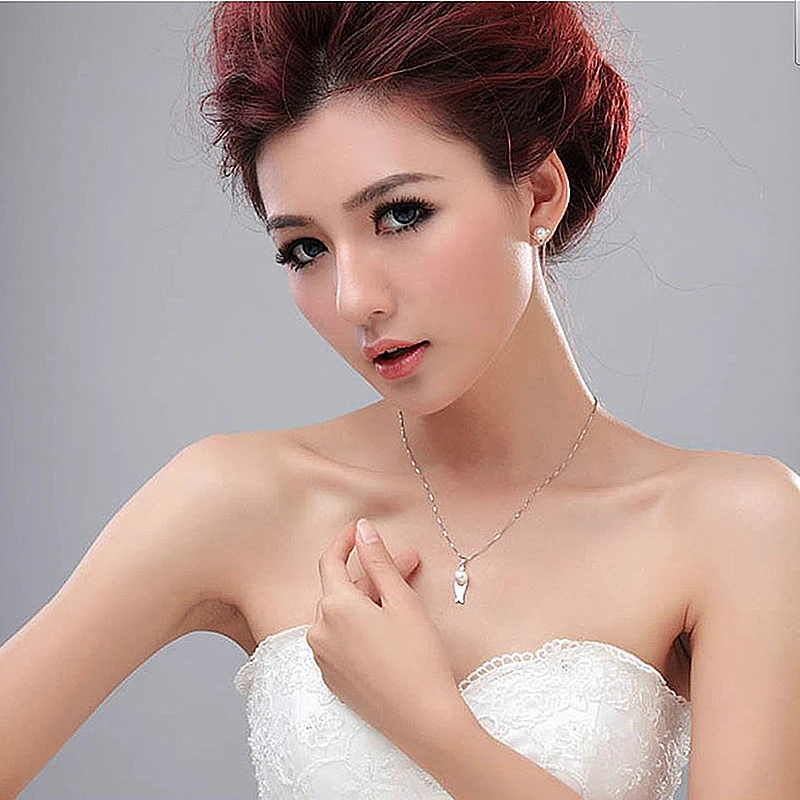 Ожерелье женское из серебра 2017 пробы с 18 дюймовой коробкой|necklace silver pendant|necklace pendant